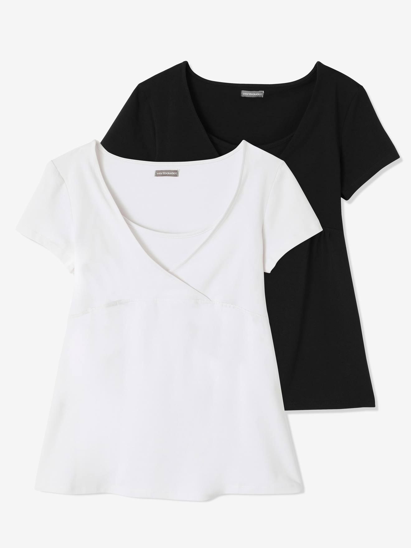 Conjunto de 2 camisetas lisas azul-escuras para gestantes e lactantes.