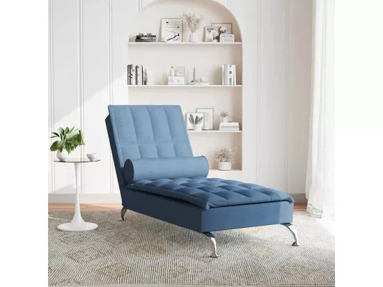 Prolenta Premium - Chaise longue de massage avec traversin bleu tissu