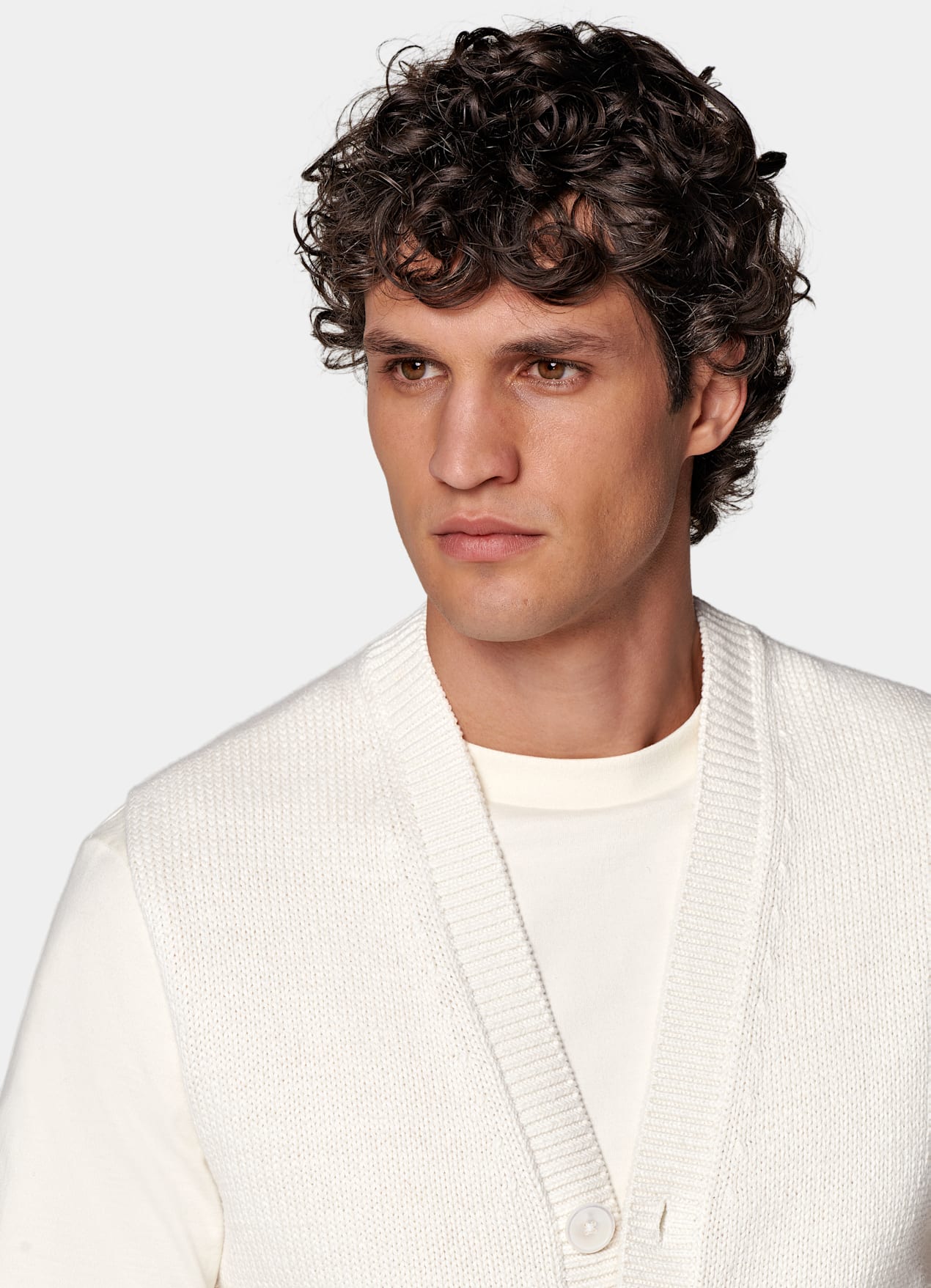 Cardigan sans manches blanc cassé