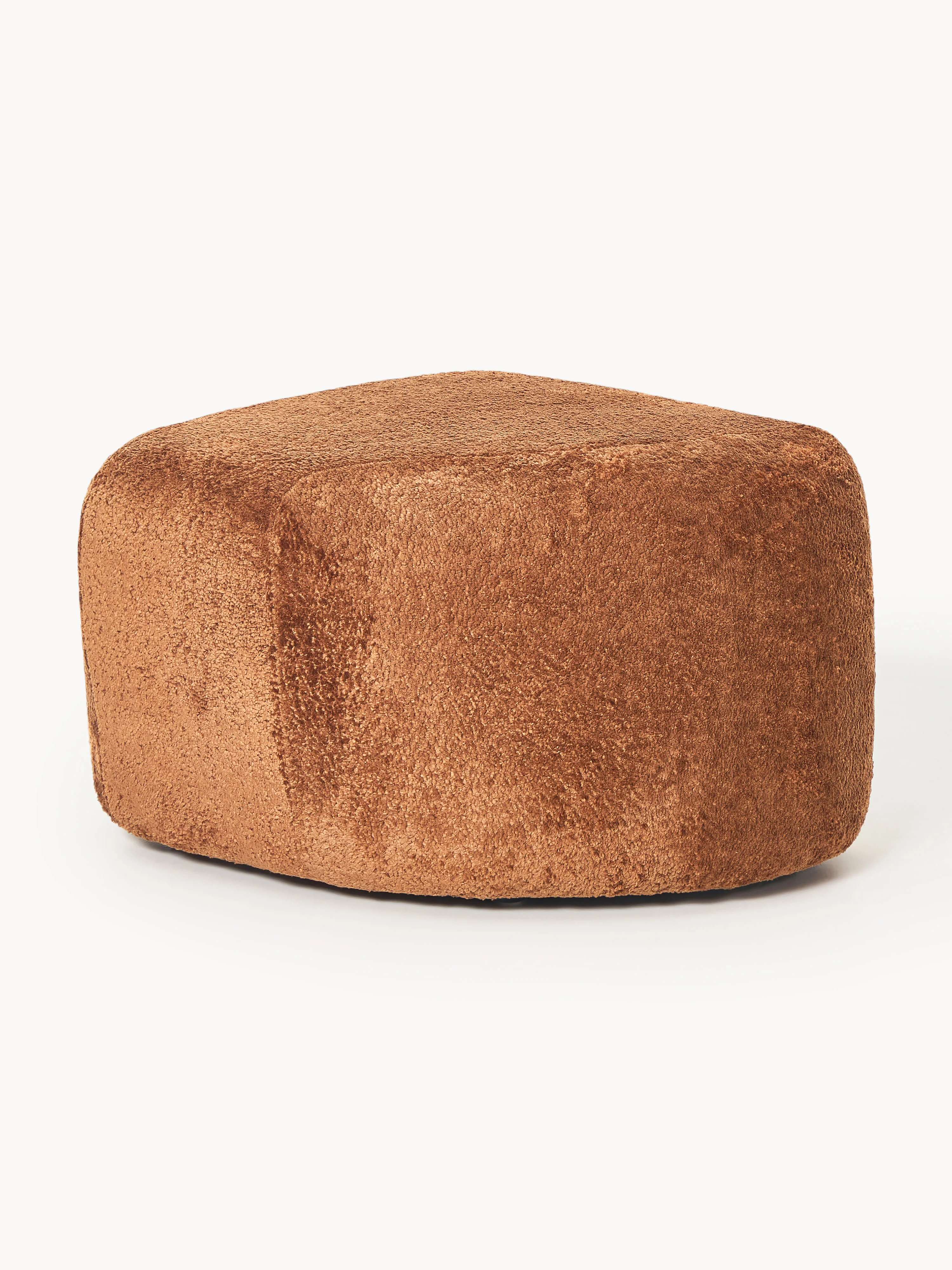 Ovale teddy-bouclé poef Wolke