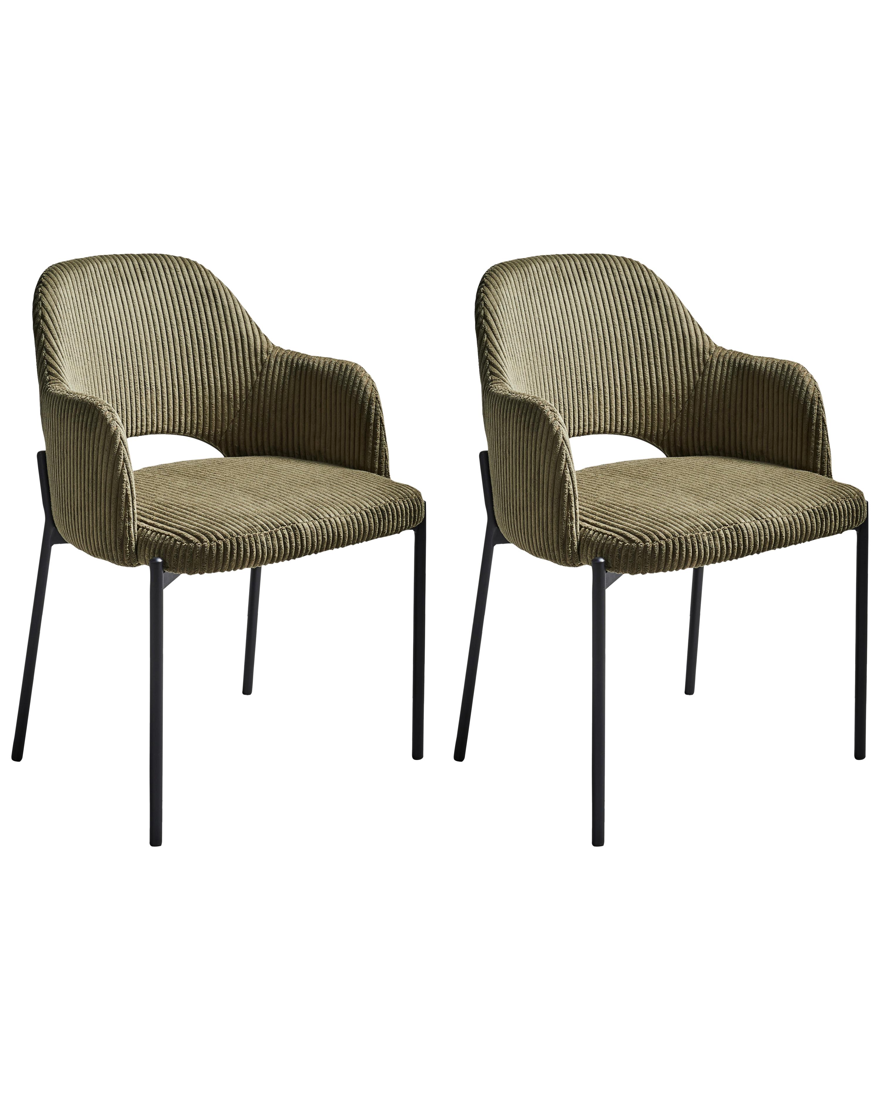 Set van 2 eetkamerstoelen RATON Corduroy Olijfgroen