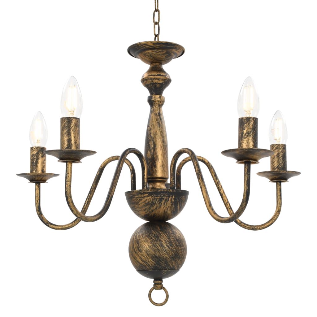 vidaXL Kroonluchter, antiek zwart, 5 E14-lampen