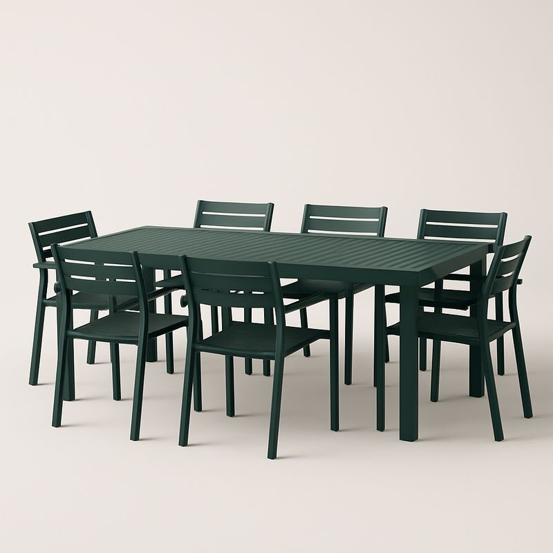Essgruppe Set Tisch und Stühle Kunststoff Dunkelgrün 180x90x75 cm