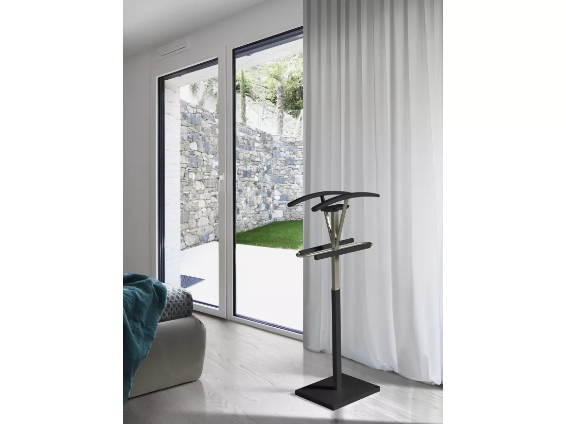 Valet de nuit - H110cm x L47cm x P34cm - hêtre massif noir - Couple