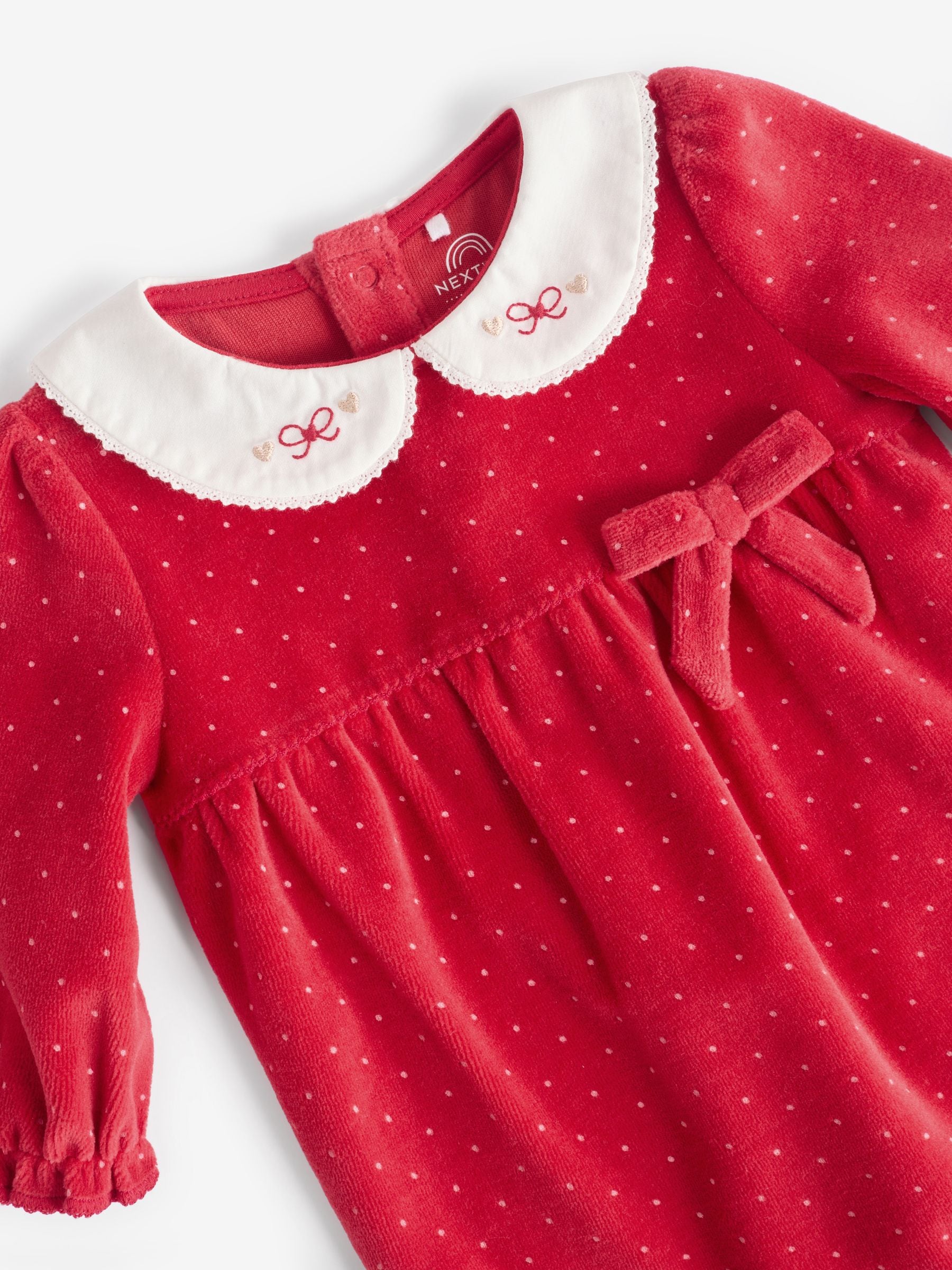 Rood - Babyfluwelen pyjama met kerstprint (0mnd-3jr)