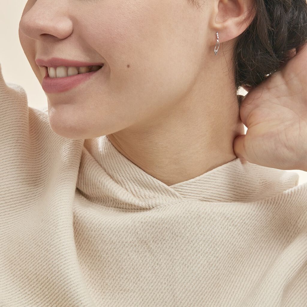 Boucles D'oreilles Pendantes Ysanna Or Blanc Oxyde De Zirconium