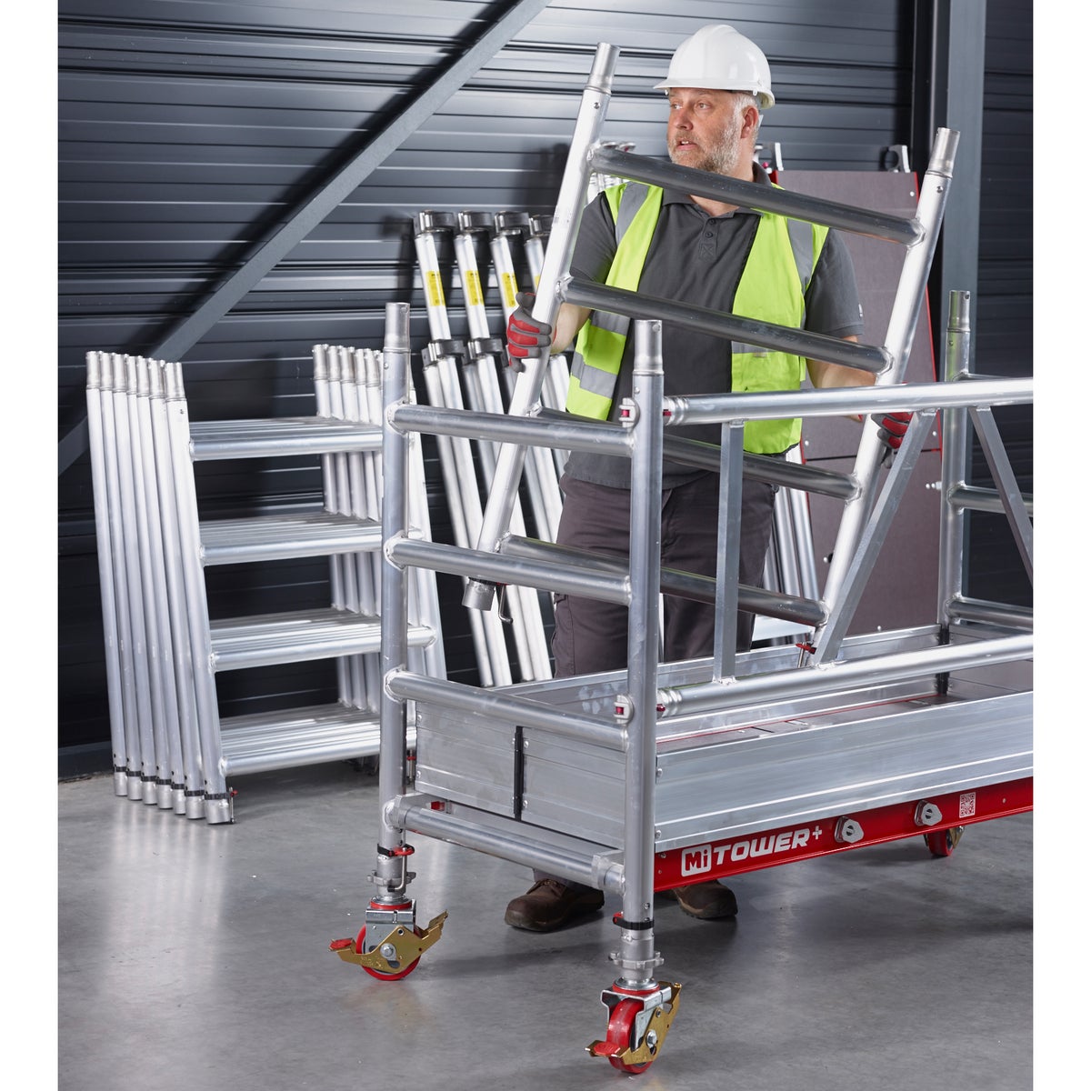 Altrex MiTower PLUS Rolsteiger Safe-Quick®2 Leuning 1-persoonsmontage Aluminium met breed Fiber-Deck Platform 0,75 x 1,72 m 5,20 m AH