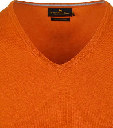Steppin' Out Trui Cotton Cashmere V-hals Oranje PU-V-COCASH-STEPP-CORAL kopen