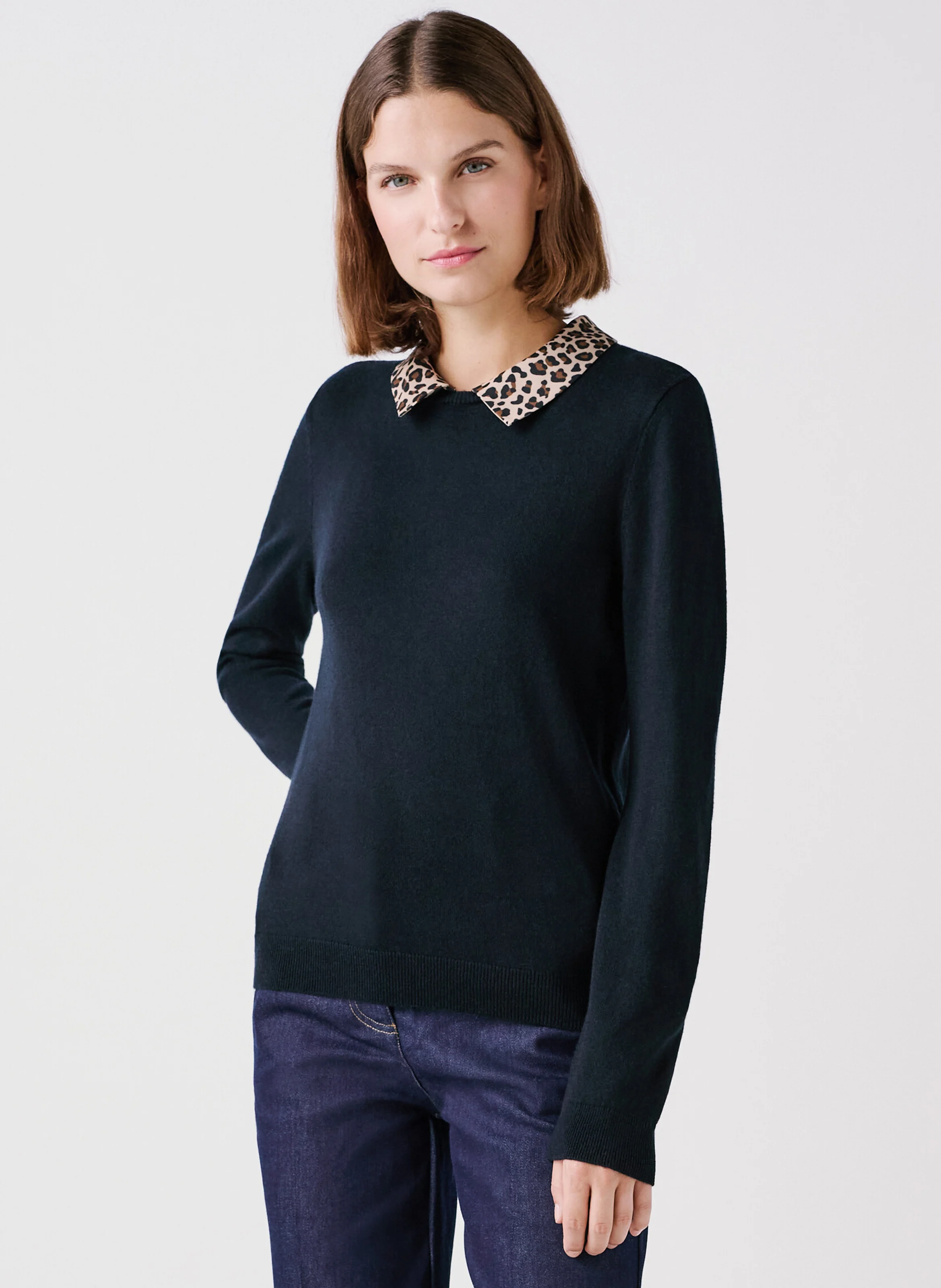 MPAOLA - Pull droit col classique| Noir