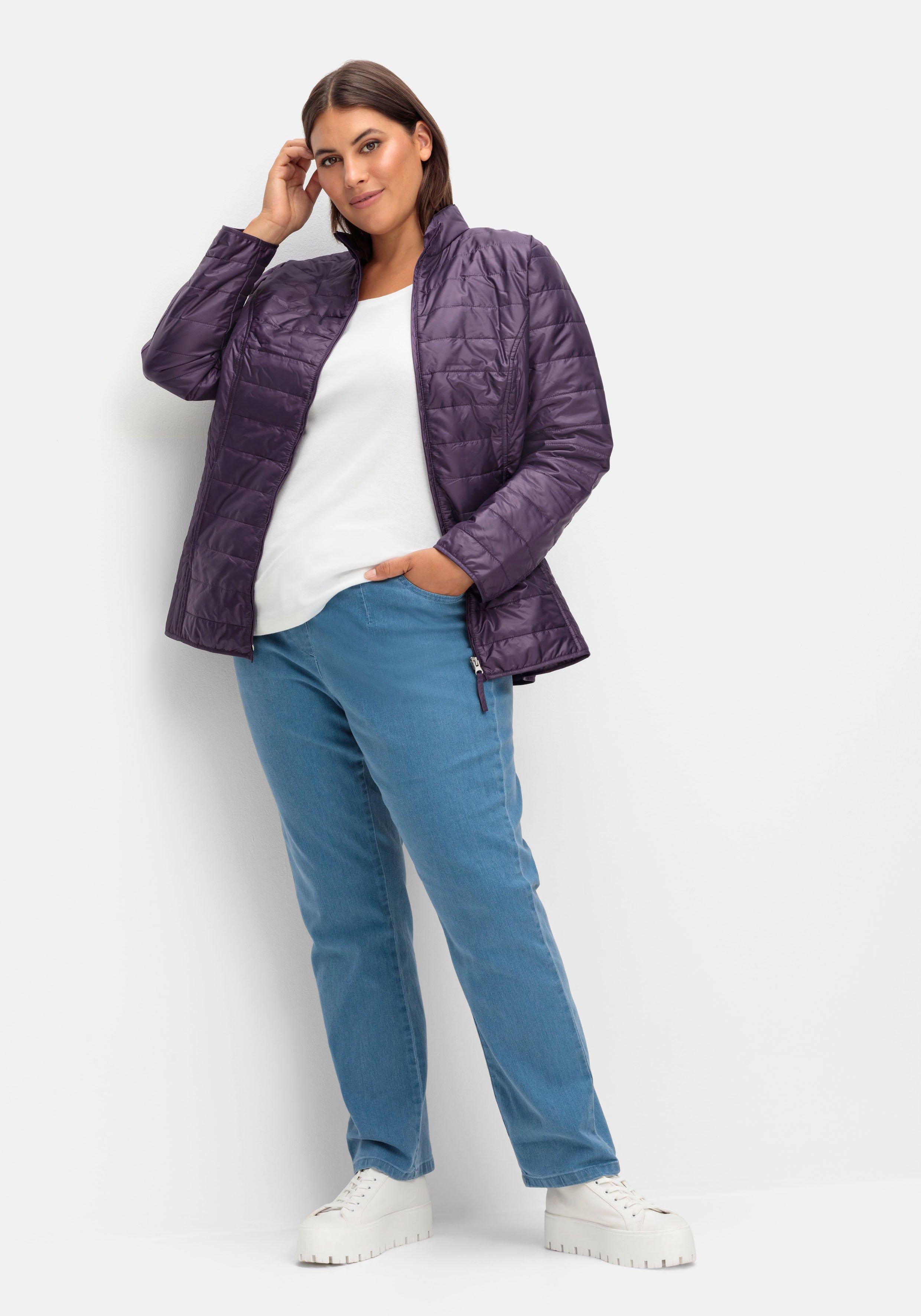 Gerade Jeans mit Smokbund und Used-Effekten