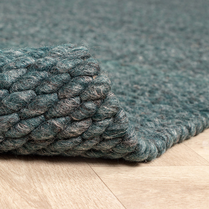 Wollen vloerkleed - Brilliant Blauw/Groen | Onwijs warm!