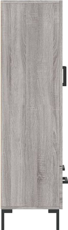 vidaXL Hoge Kast - Bewerkt Hout - Grijs - Sonoma Eikenkleurig