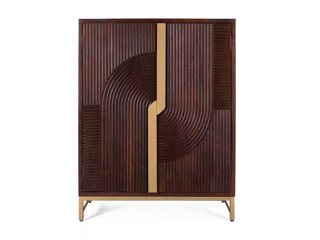 Meuble bar en bois manguier et métal