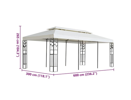VIDAXL - Pergola Belvédère à double toit blanc 6x3 m acier