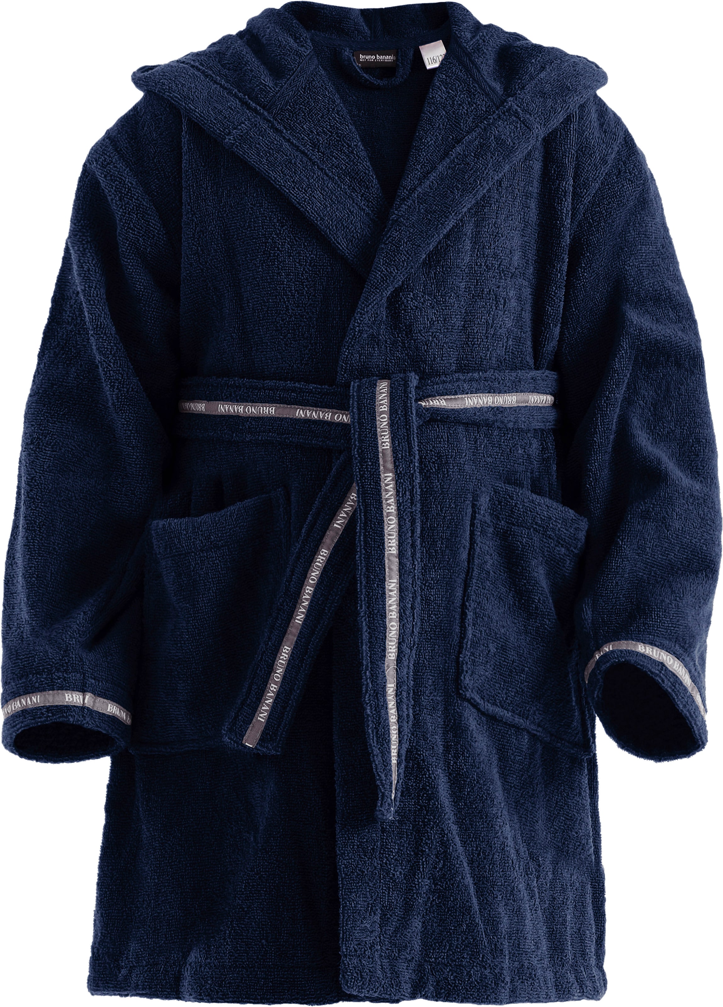 Bruno Banani Kinderbademantel »Danny, Ideal für Zuhause, Schwimmbad oder im Urlaub«, 1 Stk. mit Logostreifen, aus 100% Baumwolle