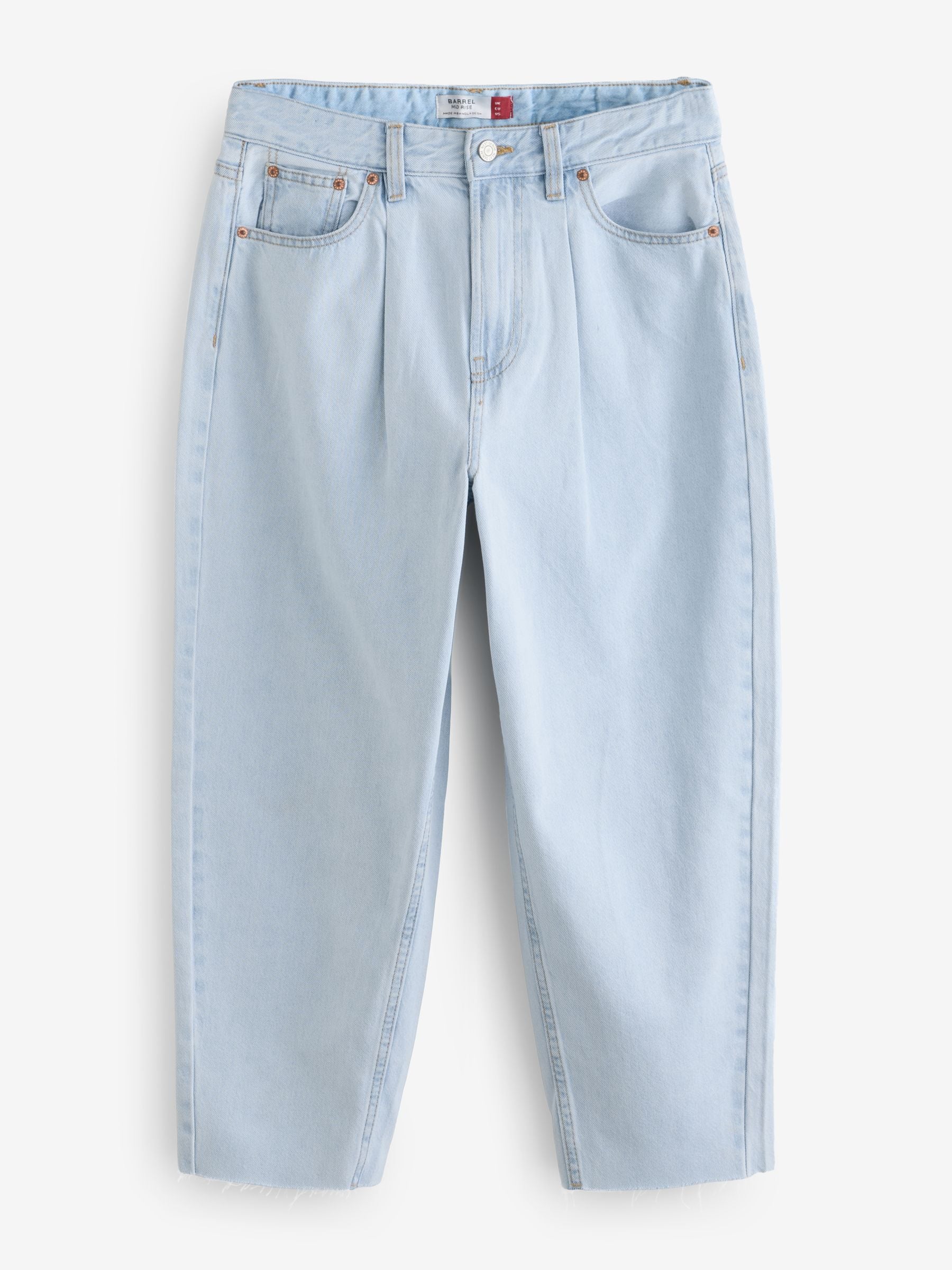 Gebleekt - Cropped Barrel jeans met ronde pijpen