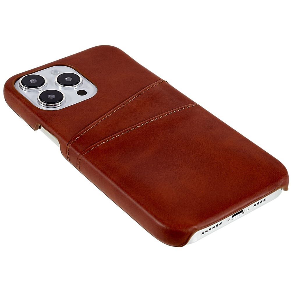 iPhone 14 Pro Leder Hülle Snap Case   Kartenfach - Braun
