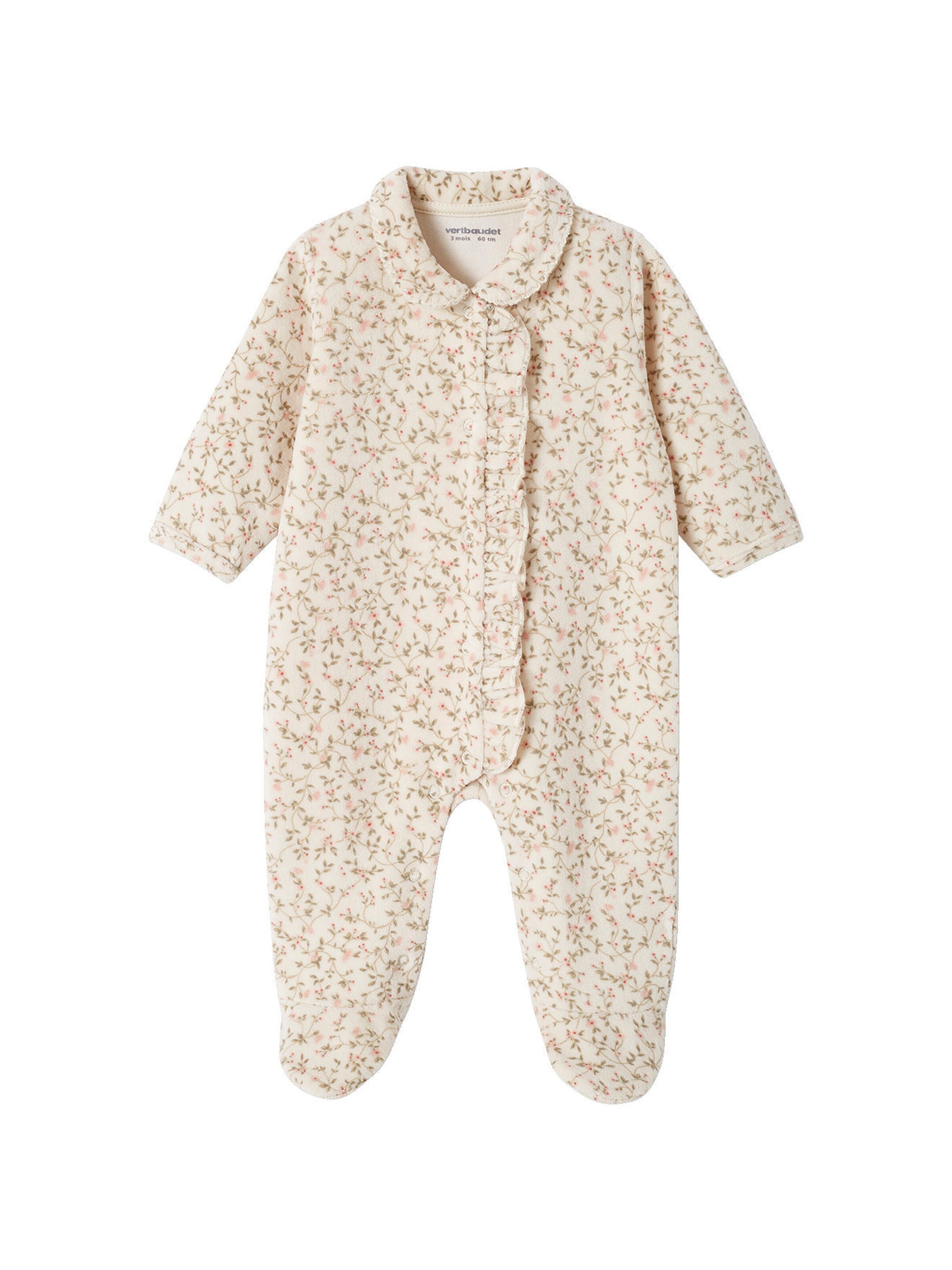Vertbaudet 2er-Pack Mädchen Baby Samt-Strampler wollweiß