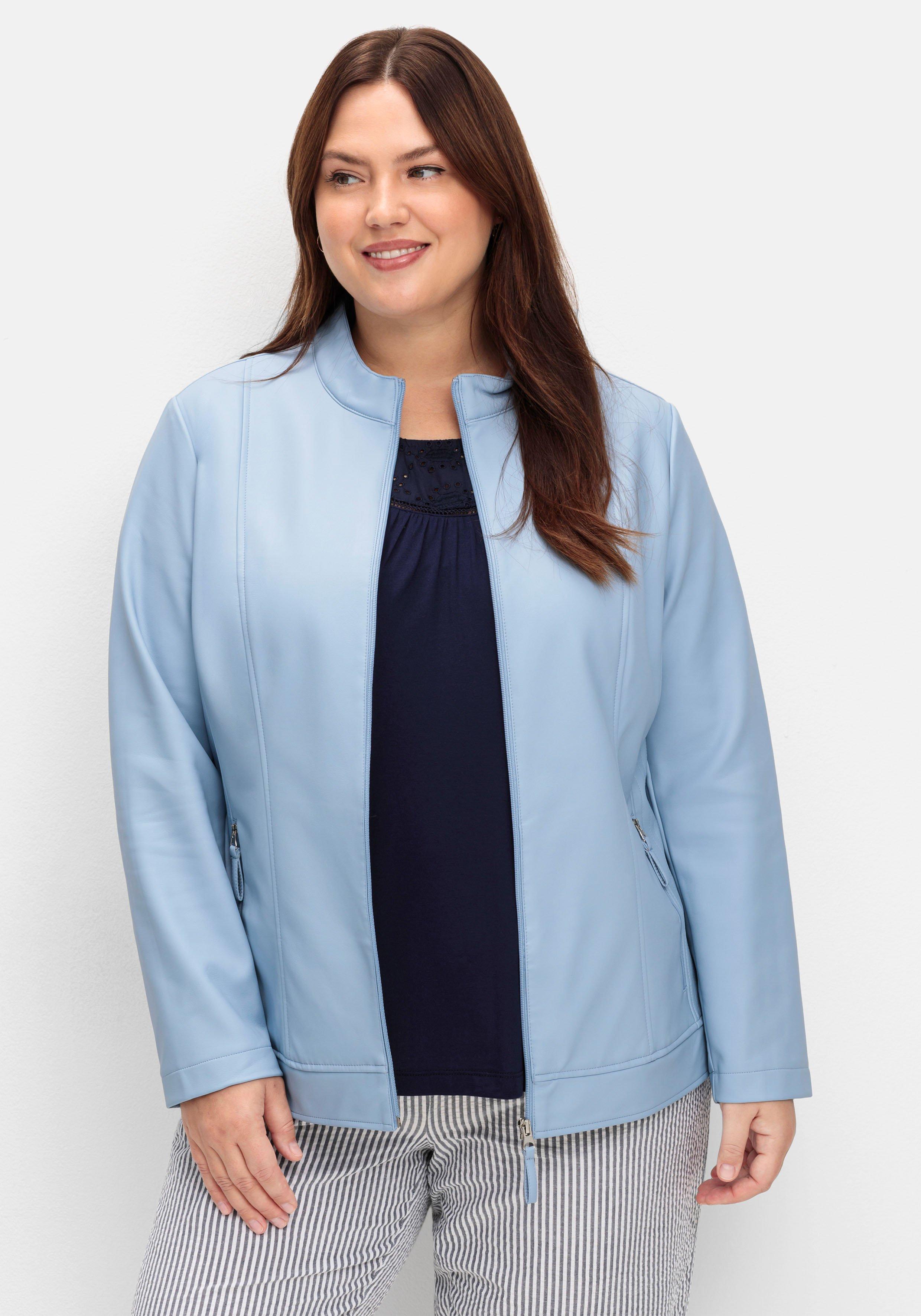Jacke mit Stehkragen, aus Lederimitat