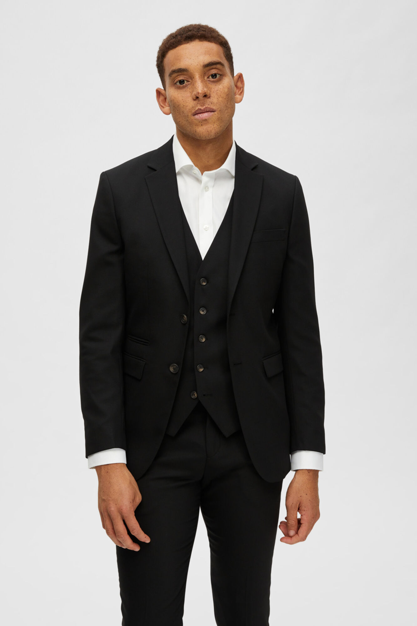 Terno masculino slim fit de duas peças - Preto