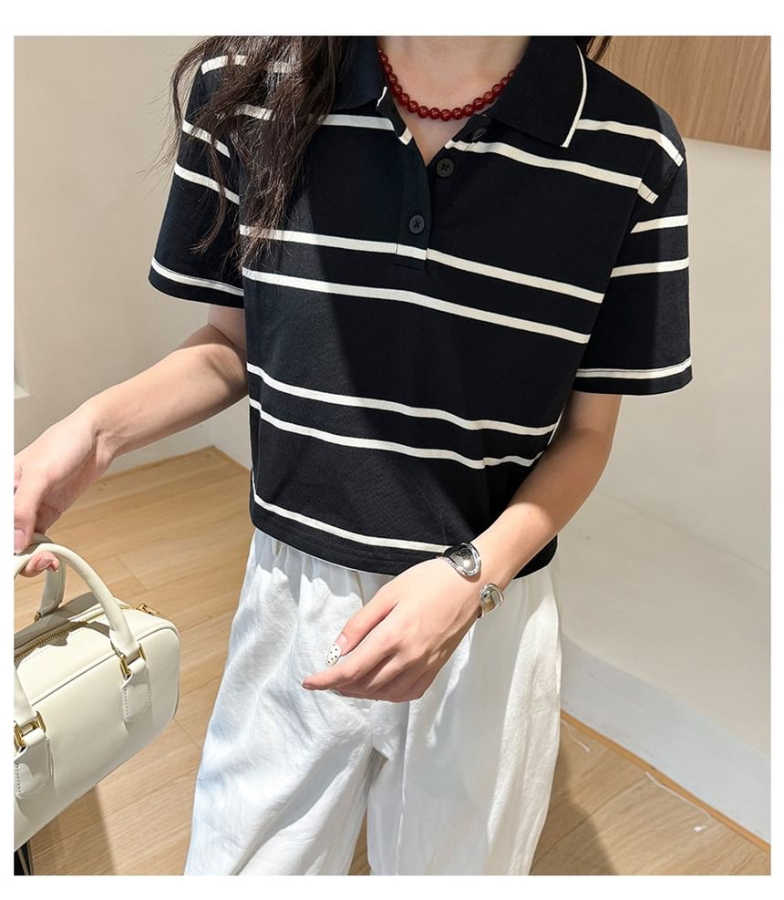 Mywaki - Gestreept poloshirt met korte mouwen