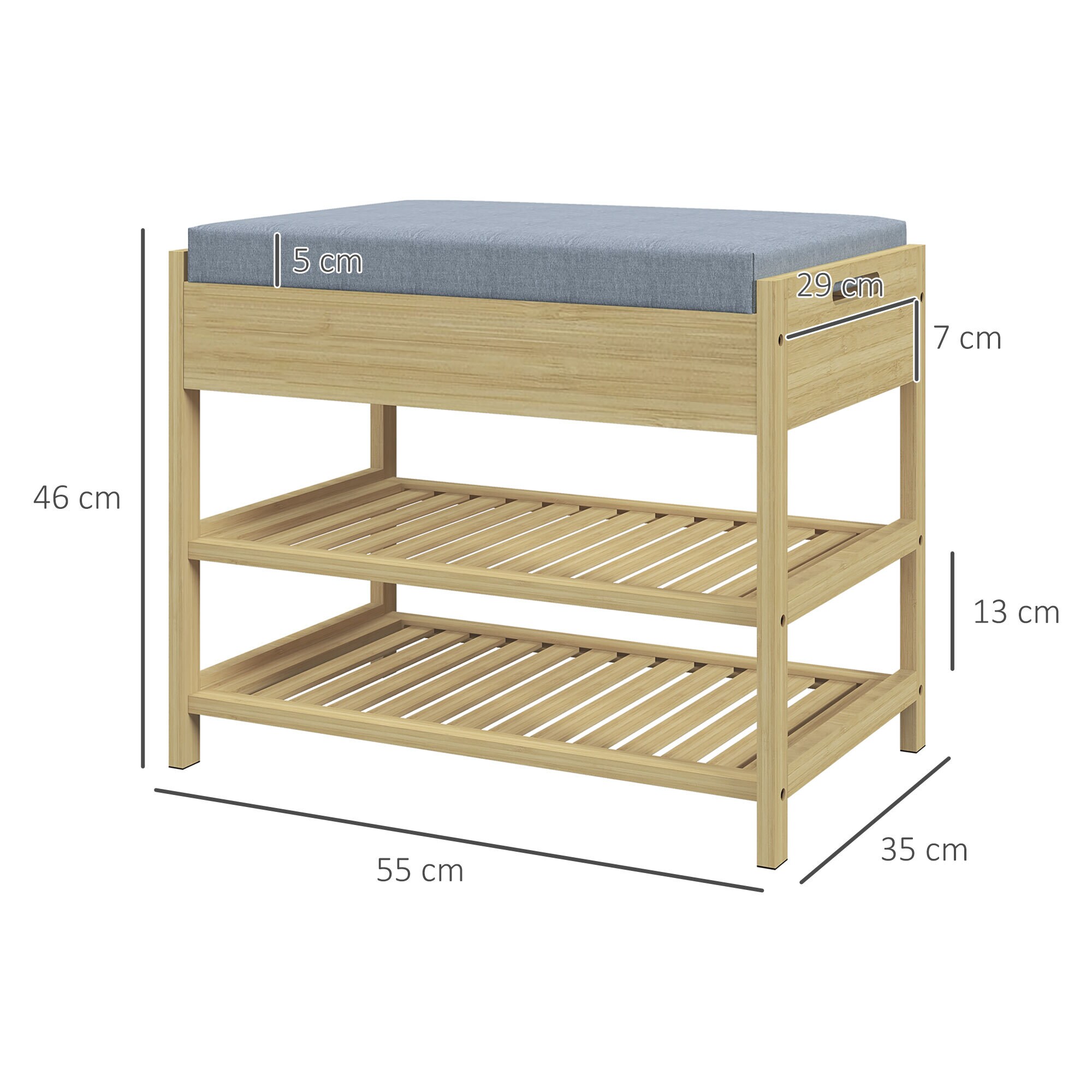 HOMCOM Schuhregal mit Schublade natur 55L x 35B x 46H cm