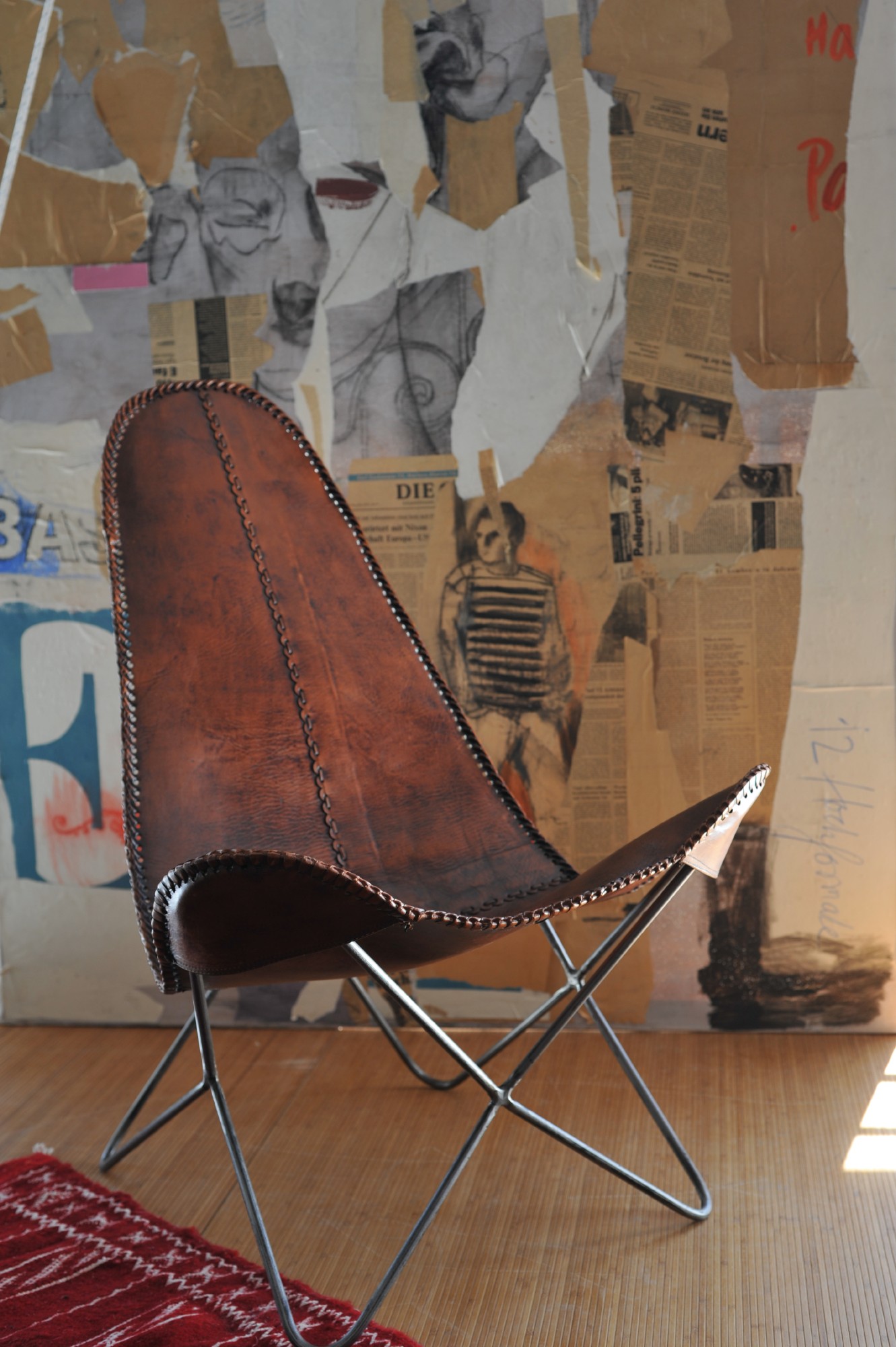 Lounger 'Nick', cognac, vernickelt, T 69 cm, B 83 cm, H 100 cm von fischer's lagerhaus