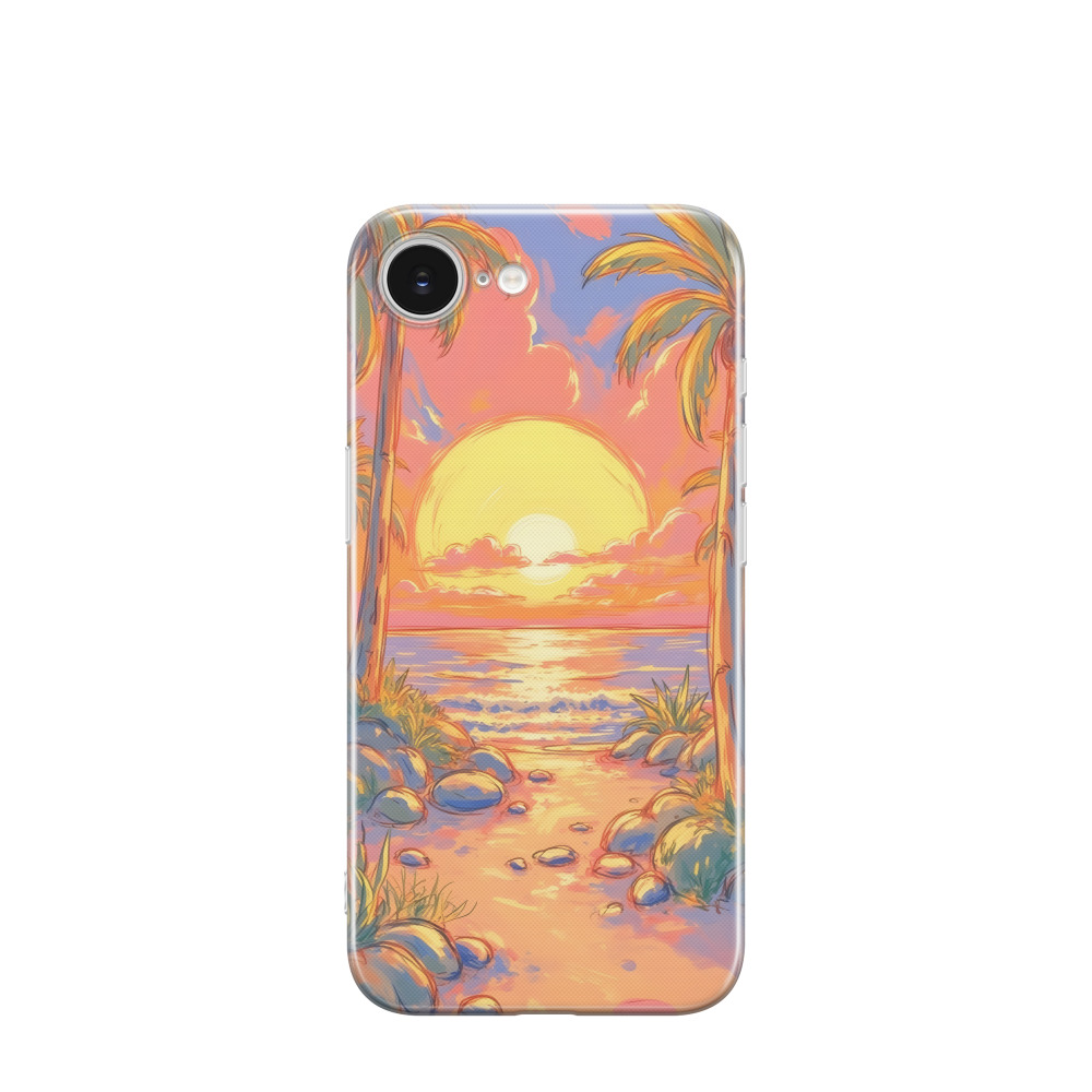 iPhone 16e Gummi Hülle Aquarell Sommer 1 - Orange