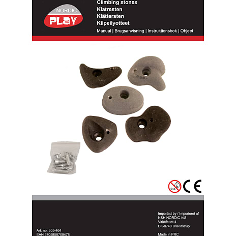 NORDIC PLAY 5 klatresten i polyresin - sort/grå