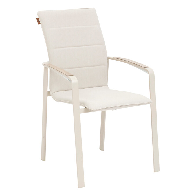 Ensemble table de jardin extensible AXIOME + 12 fauteuils empilables DIESE Argile