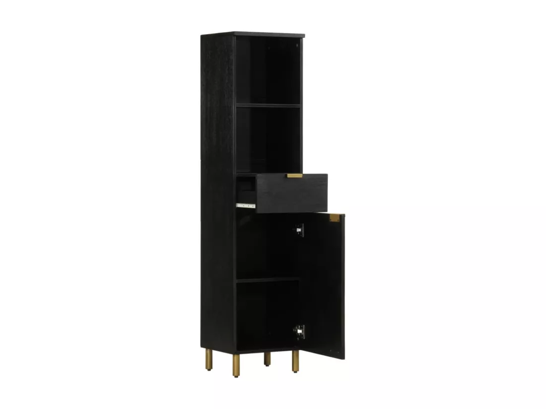 Armoire de salle de bain noir 38x33x160 cm bois massif manguier
