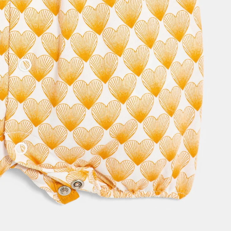 Combi courte cœurs jaune bébé fille Jaune