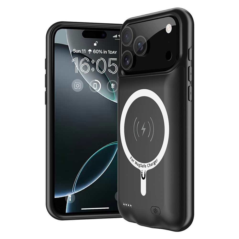 iPhone 17 Pro Max MagSafe Backpack Akku Case Schutzhülle (6000mAh) - Schwarz