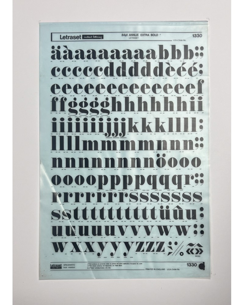 letraset-1330- ANNLIE EXTRA BOLD - 84pt