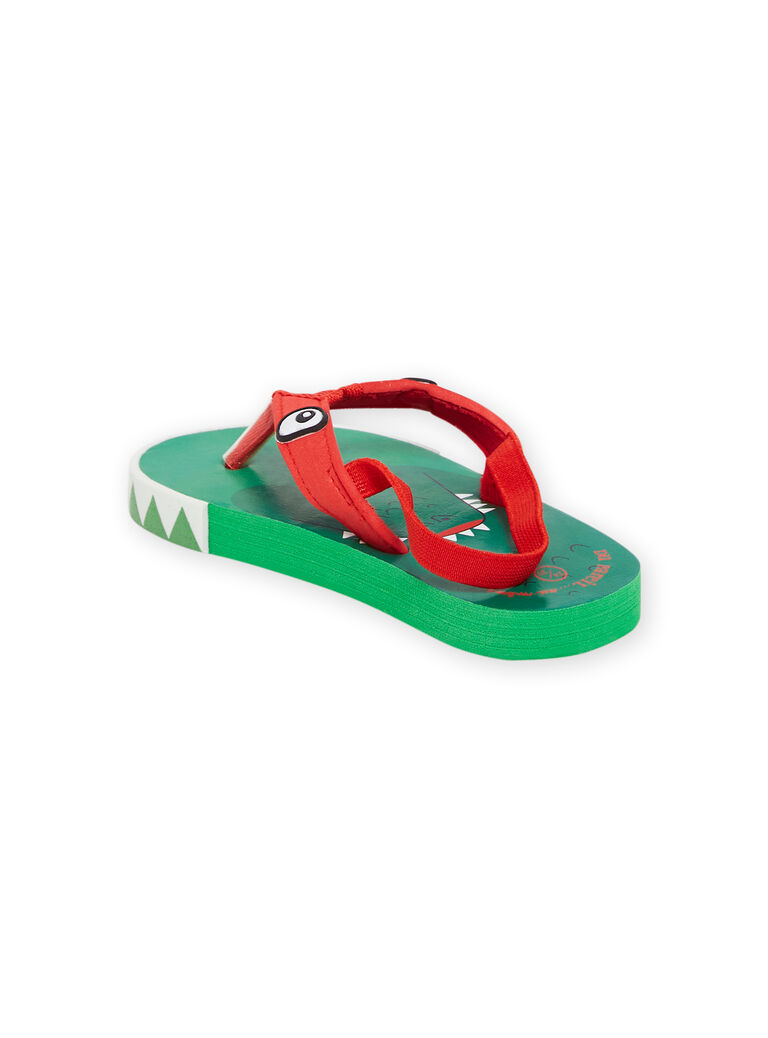 Tongs vertes et rouges à motif crocodile enfant garçon
