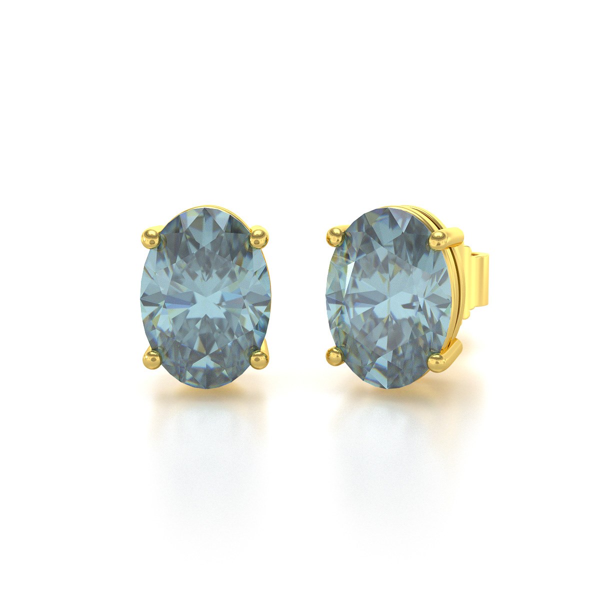 Boucles d'oreilles ADEN Or 585 Jaune et Aigue-Marine forme Ovale 1.6grs
