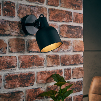 Brilliant wandspot Rolet 1-lichts zwart