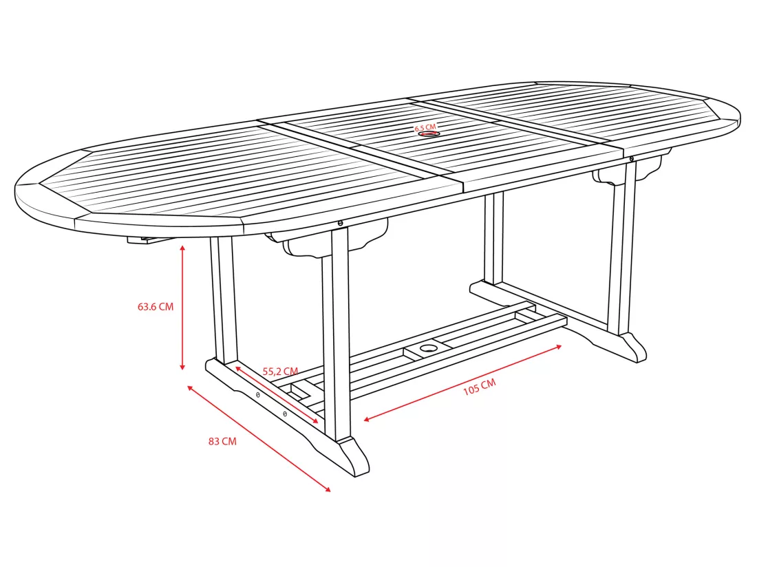 Salle à manger de jardin en teck : une table extensible L.180 / 240 cm, 2 fauteuils et 4 chaises pliantes - Naturel clair - BYBLOS II de MYLIA