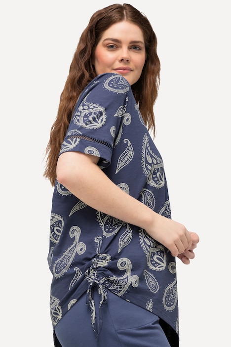 Longshirt, Paisley, V-Ausschnitt, Halbarm, Biobaumwolle