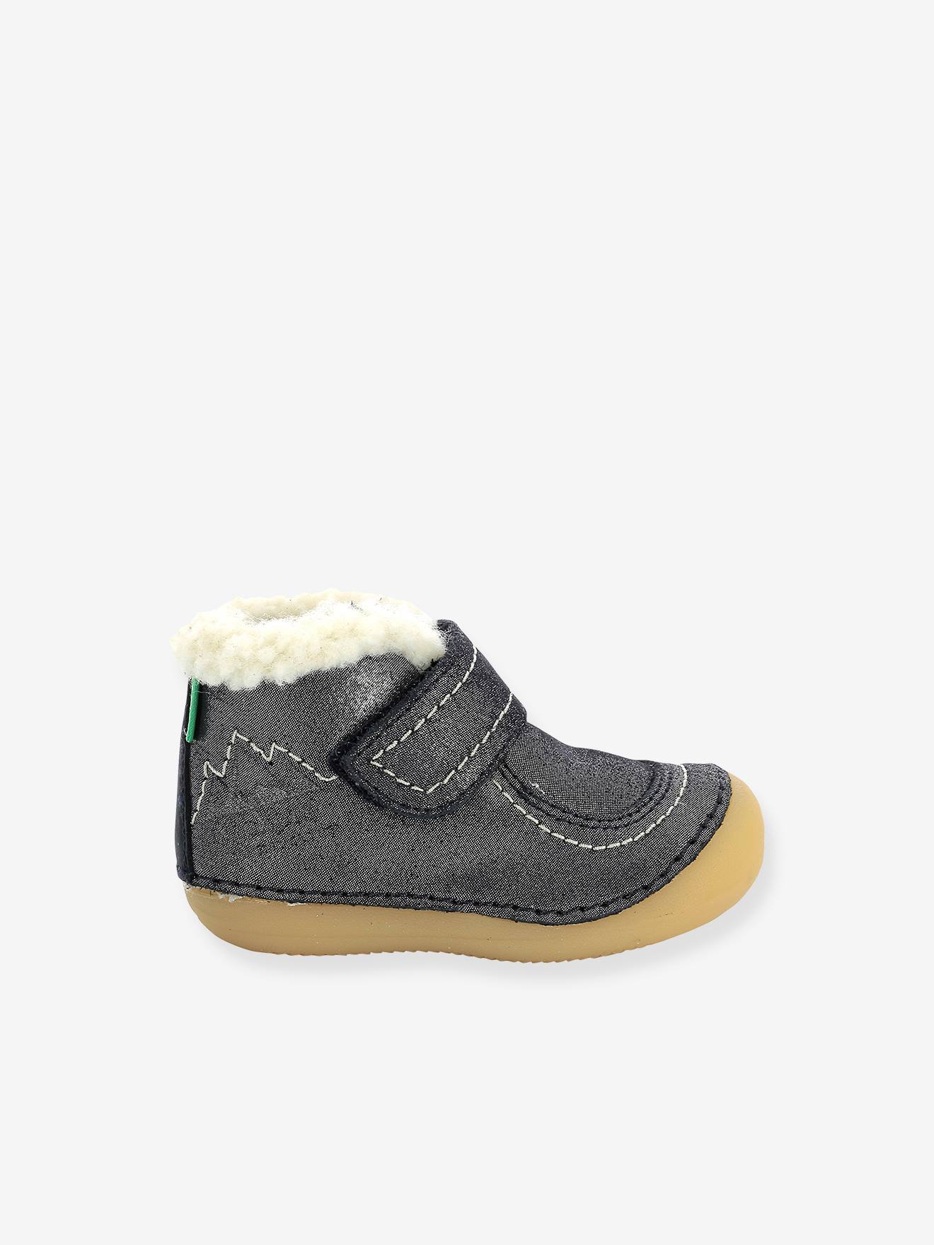 Sapatinhos de couro para bebês Somoons KICKERS® First Steps, azul escuro metálico