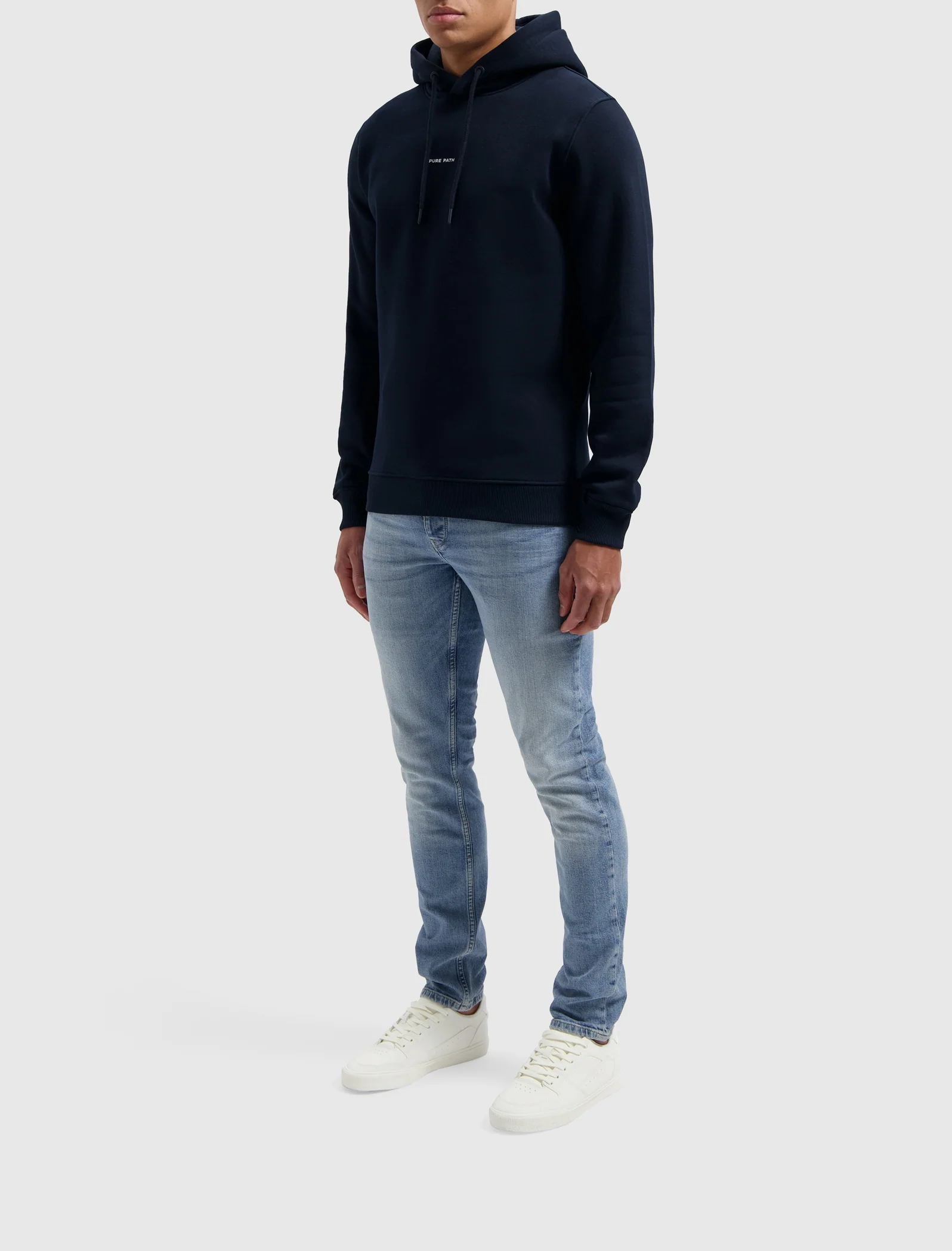 Pure Path Essential Logo Hoodie Heren Donkerblauw