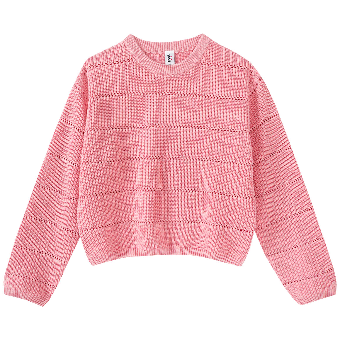 Yigga Mädchen Pullover mit Lochmuster rosa