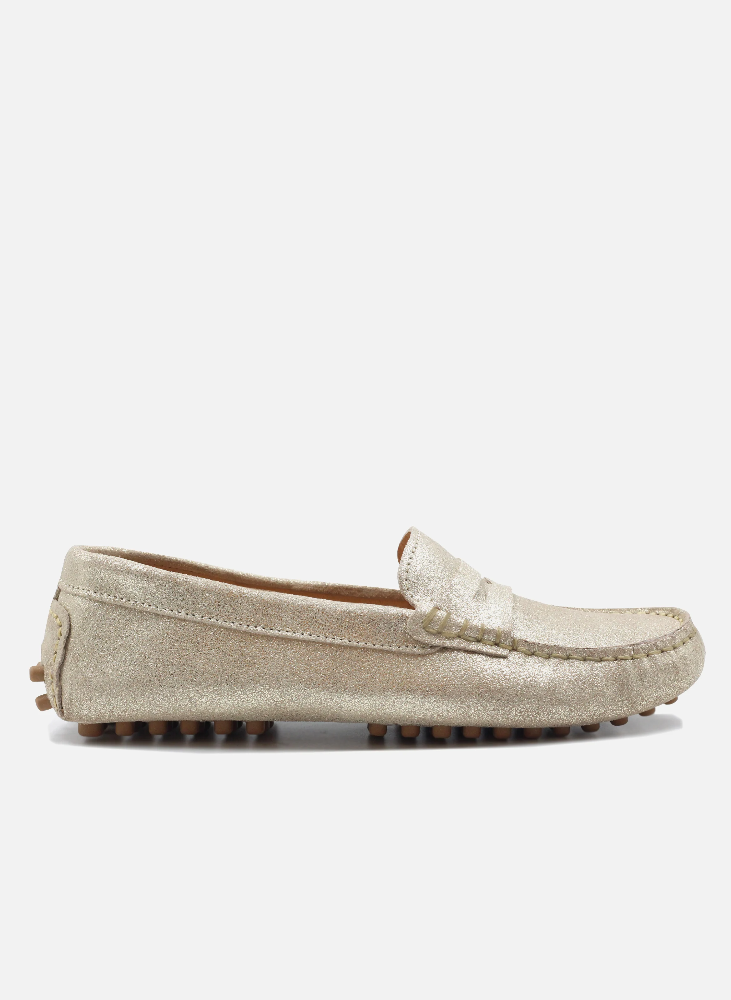 Mocassins femme cuir métalisé | Doré