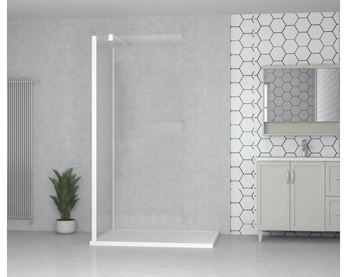 form&style Walk In MODENA 100 x 195 cm profiel wit mat helder glas vuilafstotende glascoating