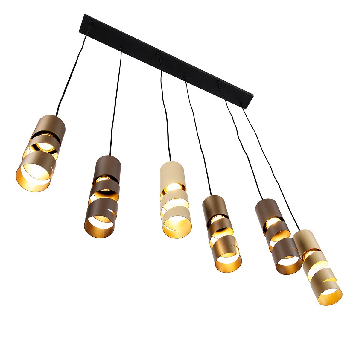 Moderne hanglamp zwart met taupe en beige 6-lichts - Stream