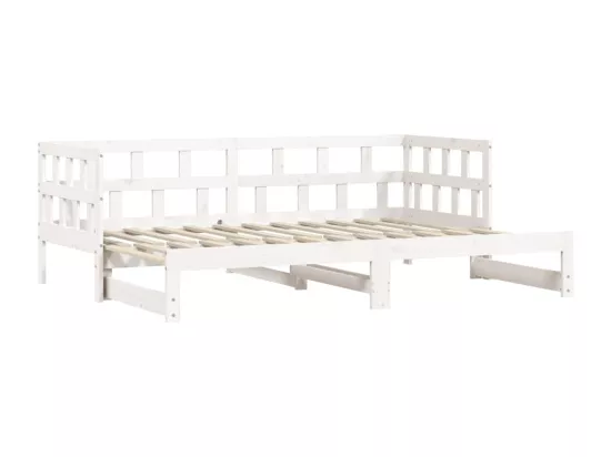 Lit de jour avec lit gigogne blanc 90x190 cm bois de pin massif