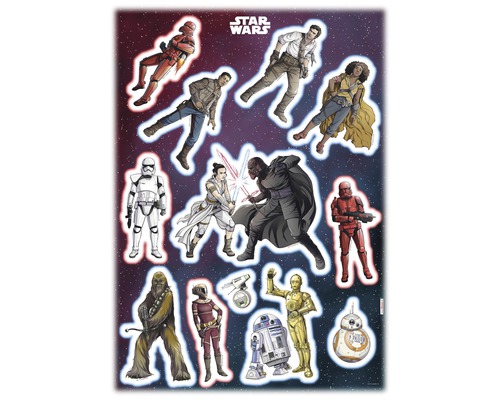 Muursticker Disney Star Wars Heroes Villians 50x70 cm