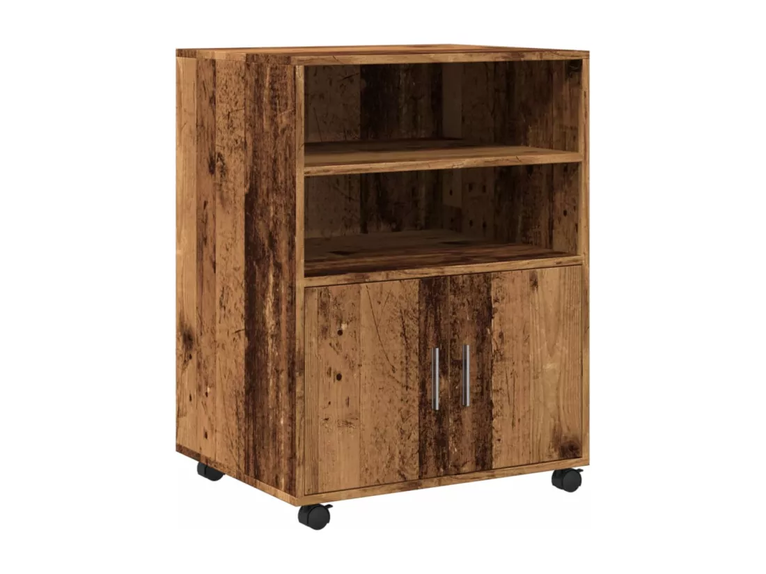 Armoire à roulettes vieux bois 60x48x81 cm bois d'ingénierie