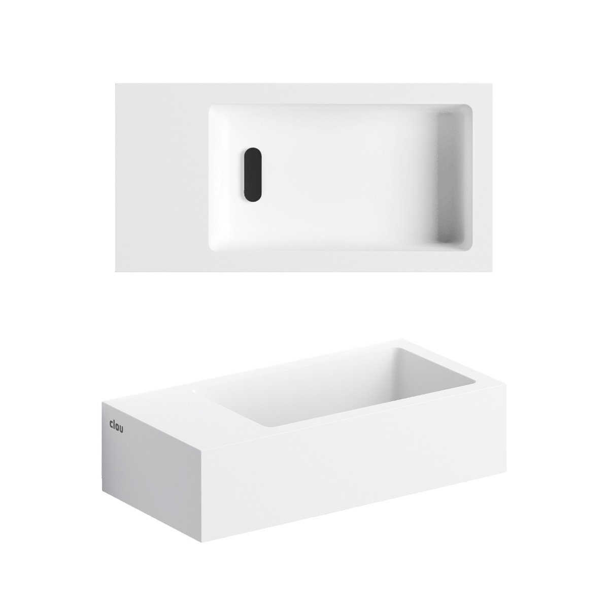 Clou Flush 3 fontein solid surface 36cm links wit mat