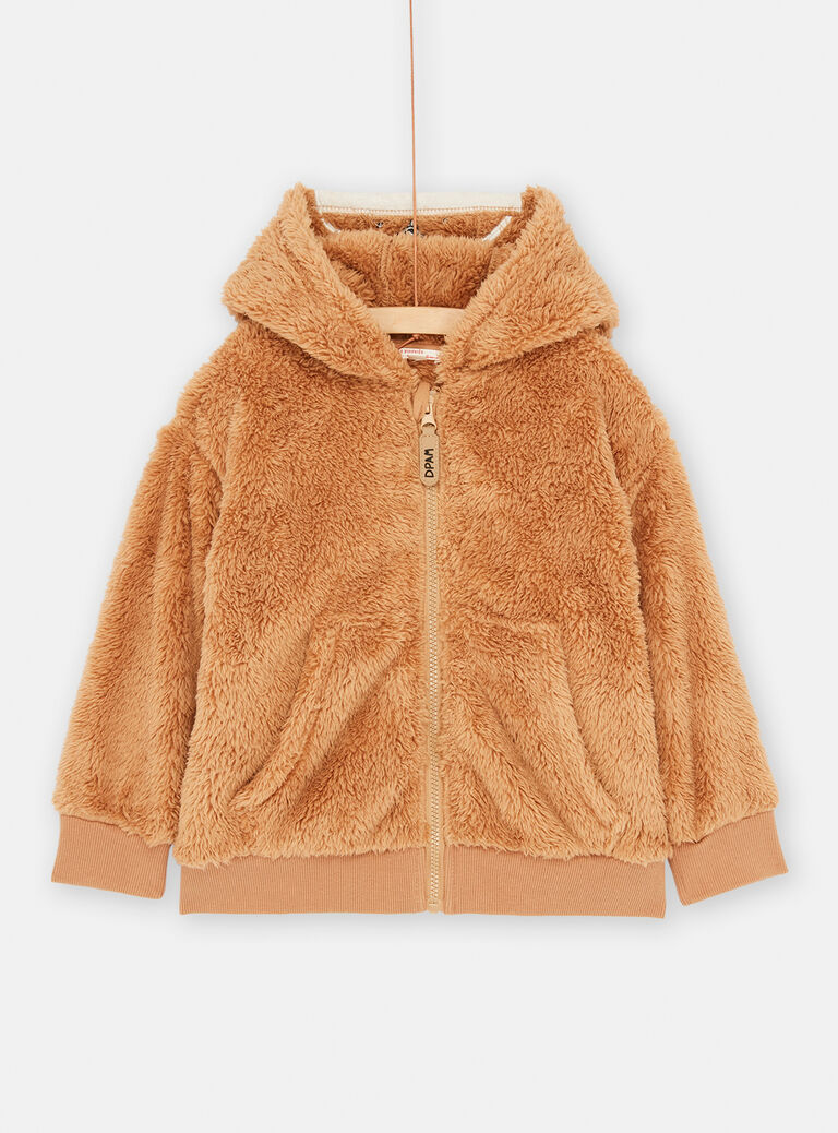 Gilet taupe à capuche pour garçon